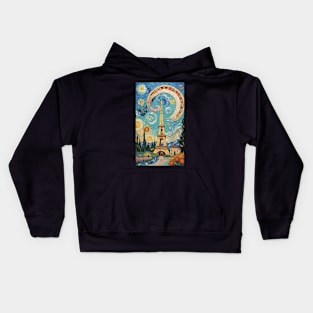 Eiffel Tower Mosaic Dreams: Van Gogh's Starry Night Paris Kids Hoodie